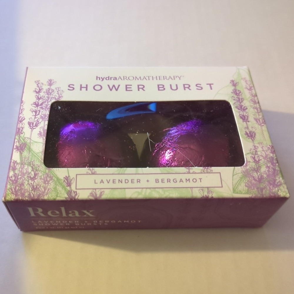 Relax Shower Burst Duo by hydraAROMATHERAPY~~LAVENDER + BERGAMOT~FACTORY SEALED~